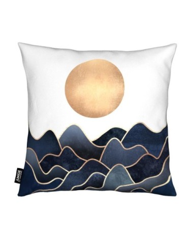 Coussin en microfibre en blanc & bleu 50x50