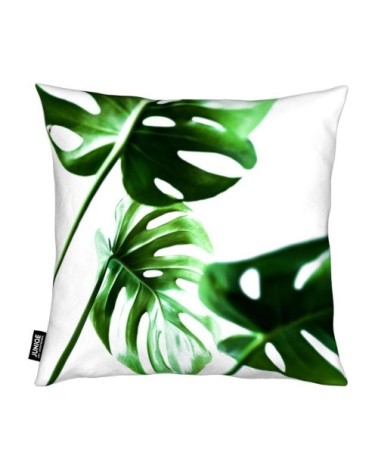 Coussin en microfibre en blanc & vert 50x50