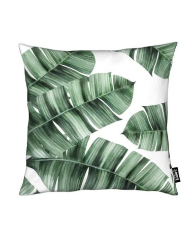 Coussin en microfibre en blanc & vert 40x40