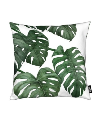 Coussin en microfibre en blanc & vert 40x40