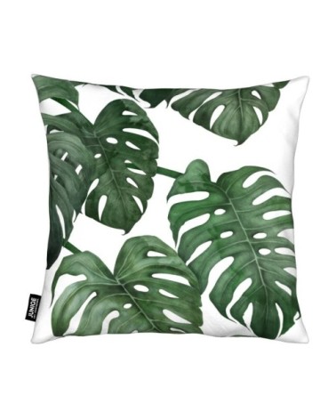 Coussin en microfibre en blanc & vert 40x40