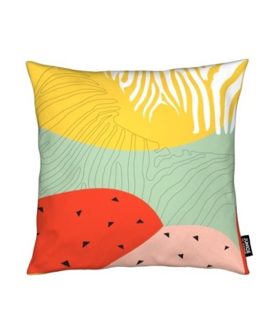 Coussin en microfibre en jaune & rouge 30x30