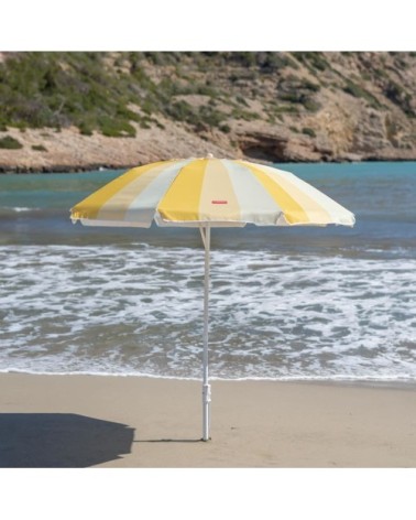Parasol plage inclinable UPF50+ polyester jaune