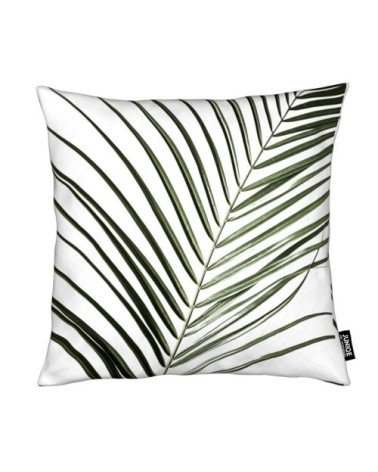 Coussin en microfibre en blanc & vert 40x40