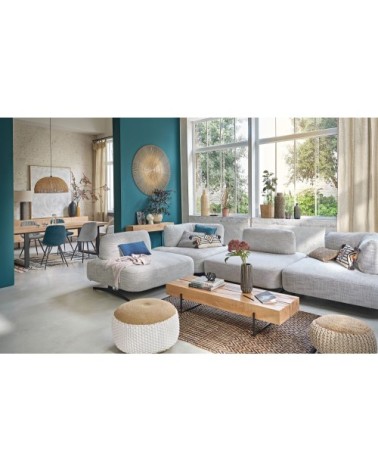 Tapis en jute et coton recyclé gris et écru à motifs 140x200