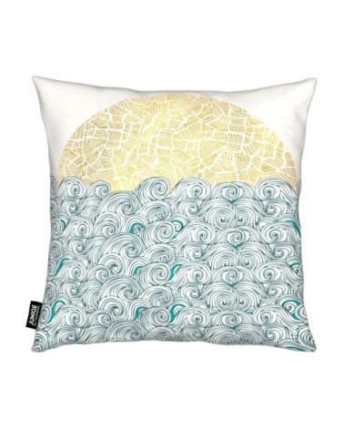 Coussin en microfibre en blanc & jaune 50x50