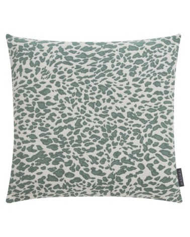 Housse de coussin jacquard motif léopard jade 50x50