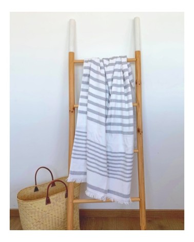 Fouta doublée éponge Grise asaga 90x160