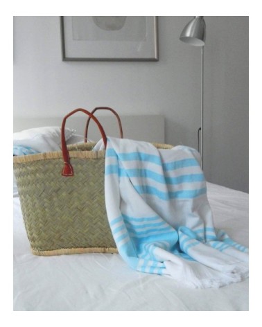 Fouta doublée éponge bleu turquoise karabuk 90x160cm