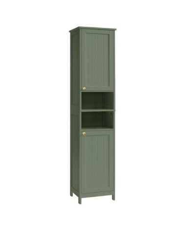 Colonne de salle de bain avec éclairage étagères réglables MDF vert