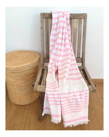 Fouta doublée éponge Rose asaga 90x160