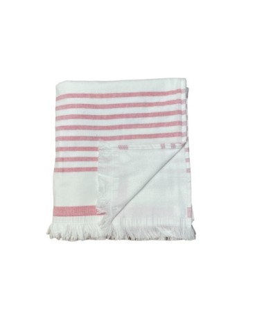 Fouta doublée éponge rouge framboise asaga 90x160