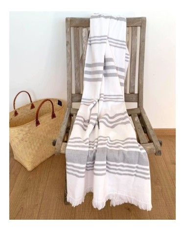 Fouta doublée éponge Grise karabuk 90x160