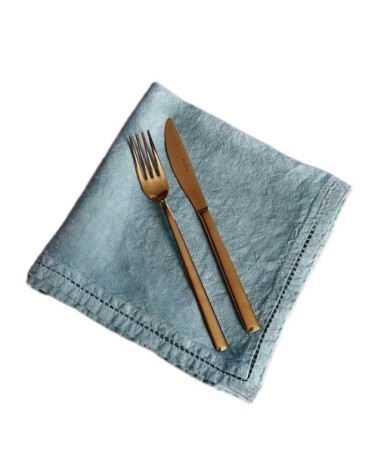 Serviette de table  Lin pur lavé  Vert d'eau  45x45