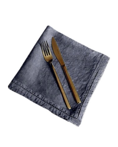 Serviette de table  Lin pur lavé  Bleu Pierre  45x45