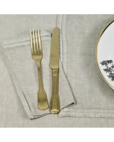 Serviette de table  Lin pur lavé  Beige  45x45