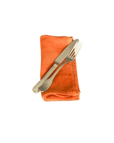 Serviette de table  Lin pur lavé  Orange   45x45