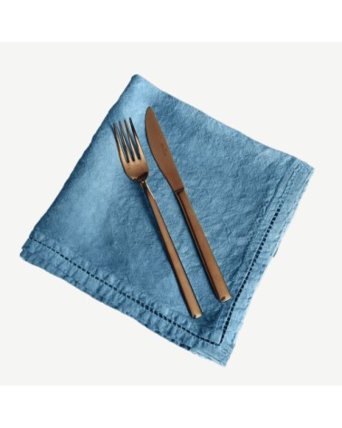 Serviette de table  Lin pur lavé  Turquoise  45x45
