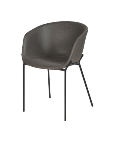 Chaise en polyuréthane gris anthracite et métal noir