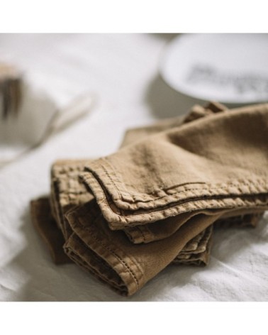 Serviette de table  Lin pur lavé  Bronze  45x45