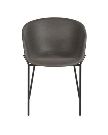 Chaise en polyuréthane gris anthracite et métal noir
