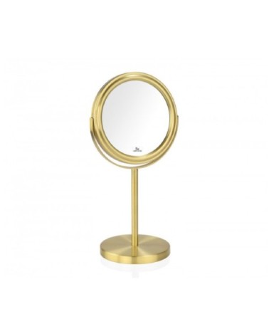 Miroir grossissant (x5) double face en métal doré D25