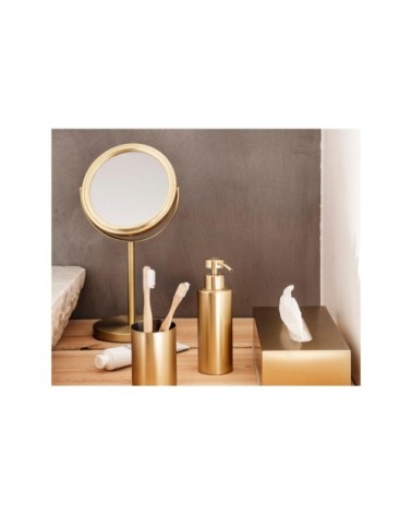 Miroir grossissant (x5) double face en métal doré D25