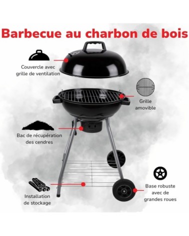 Barbecue noir acier h87xl48.5xl48.5cm