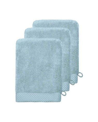 3 gants de toilette zéro twist 560gr/m²  bleu arctic 16x22 cm