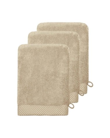 3 gants de toilette zéro twist 560gr/m²  ficelle 16x22 cm