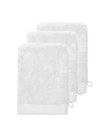 3 gants de toilette zéro twist 560gr/m²  blanc 16x22 cm