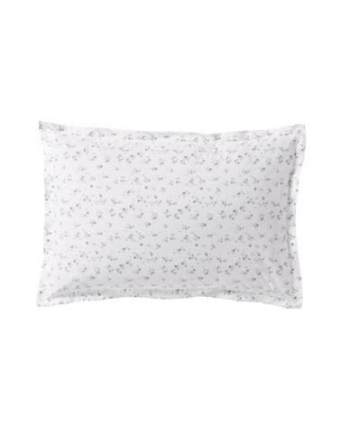 Taie d'oreiller imprimée en percale de coton gris 50x75