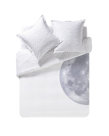 Taie d'oreiller imprimée en percale de coton gris 50x75