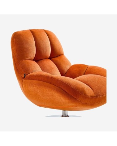 Fauteuil pivotant en tissu et métal chromé - orange
