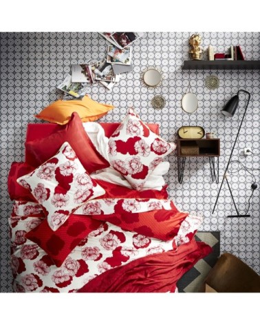 Housse de couette imprimée en satin de coton rouge 140x200