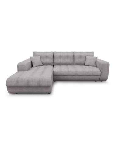 Canapé d'angle convertible en tissu - gris clair - angle gauche