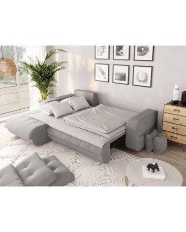 Canapé d'angle convertible en tissu - gris clair - angle gauche