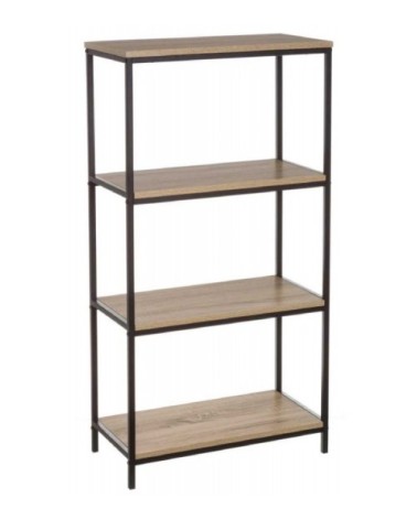 Étagère en métal noir et bois H116cm