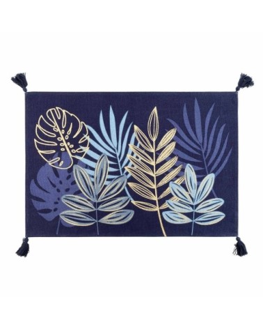 Tapis pompons métallisé bleu 60x90cm