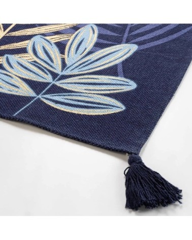 Tapis pompons métallisé bleu 60x90cm
