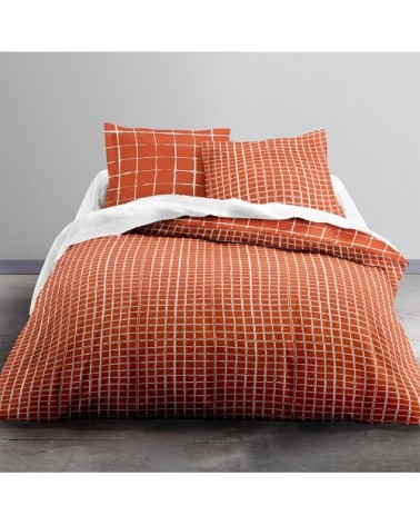 Parure housse de couette coton orange 240x260 cm