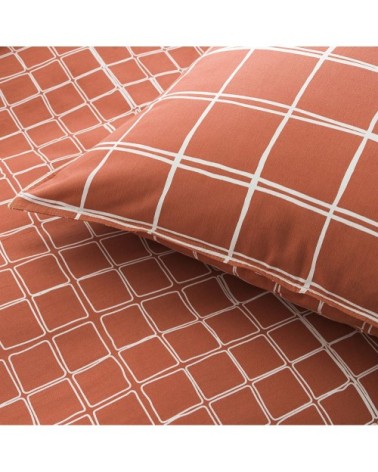 Parure housse de couette coton orange 240x260 cm