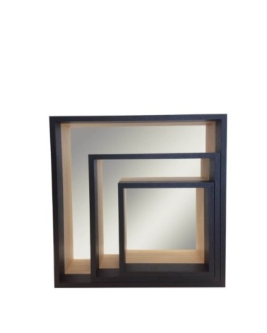 Set de 3 miroirs étagères en bois