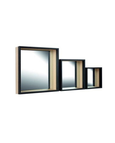 Set de 3 miroirs étagères en bois