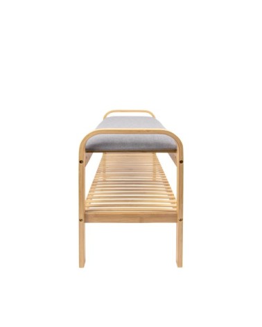 Banc en bois et tissu gris