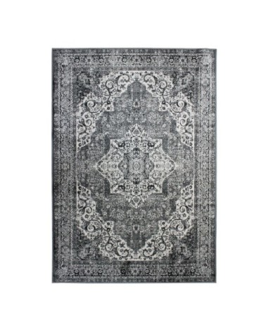 Tapis en viscose médaillon gris foncé 120x160