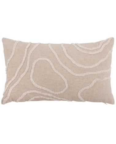Housse de coussin en coton et lin mélangés à motif brodé crème 50x30