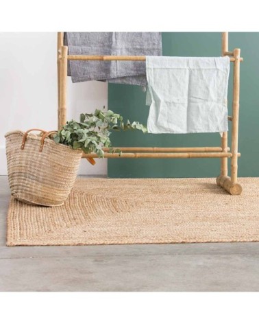 Tapis rectangulaire en jute naturel tissé main 140 x 200 cm