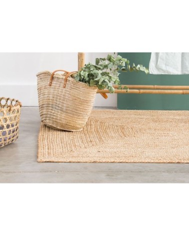 Tapis rectangulaire en jute naturel tissé main 140 x 200 cm