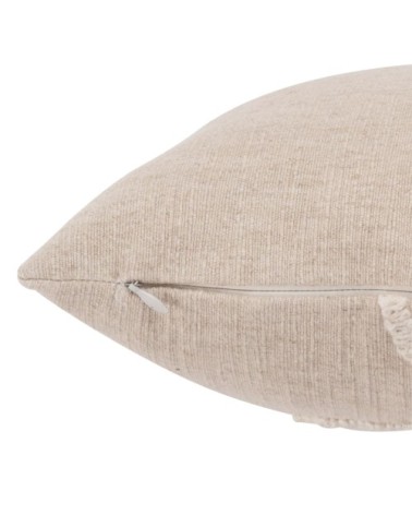 Housse de coussin en coton et lin mélangés à motif brodé crème 50x30